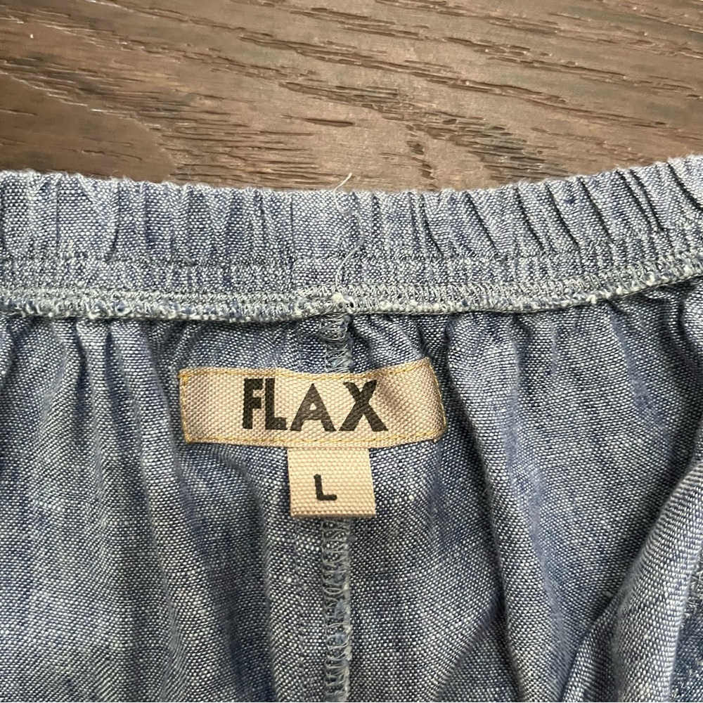 Flax by Jeanne englelhart 100% premium linen blue tapered pull on pants large - Picture 3 of 11